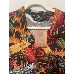 Buffalo Outdoors® Men’s Rayon Button Up Biker Tattoo